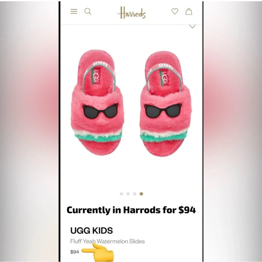 UGG NEW PLUSH FLUFF YEAH WATERMELON SLIPPER SLIDE SANDAL INFANT 6